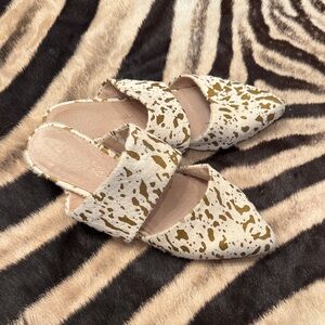 Matisse Cream and Gold Patterned Mules